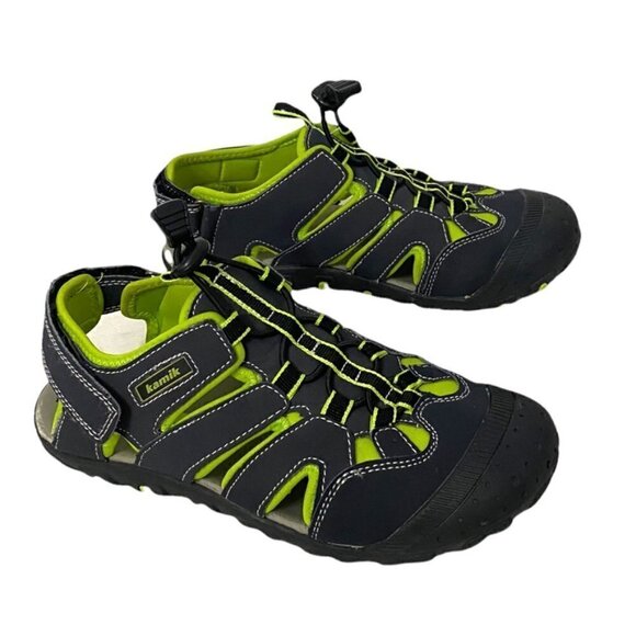 Kamik Oyster Outdoor Closed Toe Water Sandals in Neon Green & Black, Kids Size 6 - Picture 3 of 10